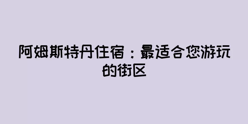 阿姆斯特丹住宿：最适合您游玩的街区