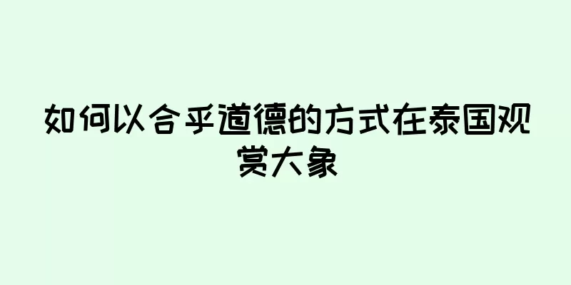 如何以合乎道德的方式在泰国观赏大象